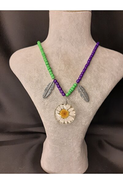 makadi Handmade Daisy Necklace Bohemian Necklace with Colorful Beads and Feat...