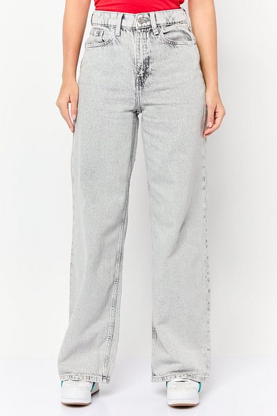 Esprit Women Regular Fit Washed No Stretch Wide Leg Jeans, Grey