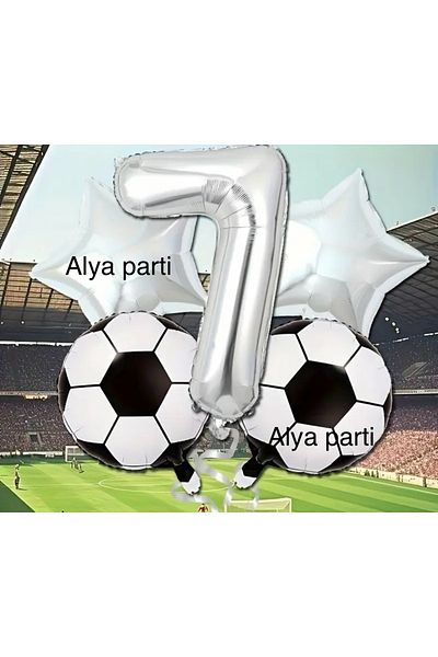 ALYA Σετ γενεθλίων PARTY Ασημένιο αλουμινόχαρτο με μπαλόνι ποδοσφαίρου