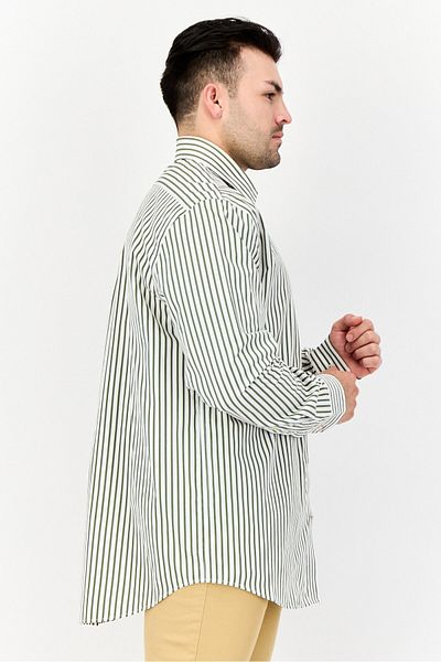 Esprit Men Regular Fit Yarn Dye Long Sleeve Casual Shirt, Olive