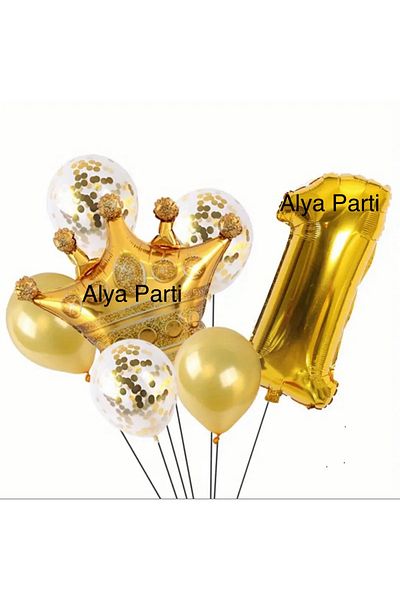 ALYA PARTY Σετ γενεθλίων με μπαλόνι με χρυσό αριθμό με μπαλόνι King Foil