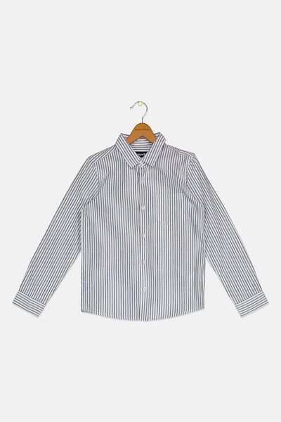 Ocean Pacific Kids Boy Stripe Long Sleeve Casual Shirt, White