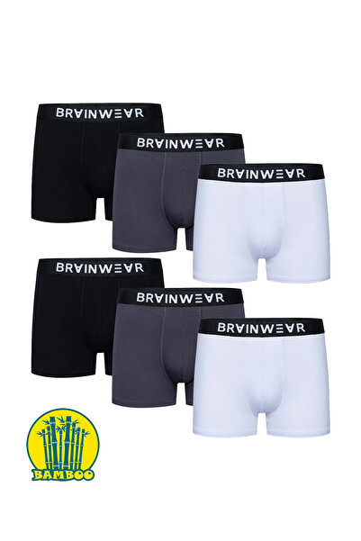 BRAINWEAR Erkek 6'lı Paket Likralı Bambu Boxer - Premium Lüks Kutulu