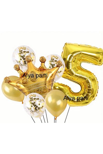 ALYA PARTY Σετ γενεθλίων με μπαλόνι με χρυσό αριθμό με μπαλόνι King Foil