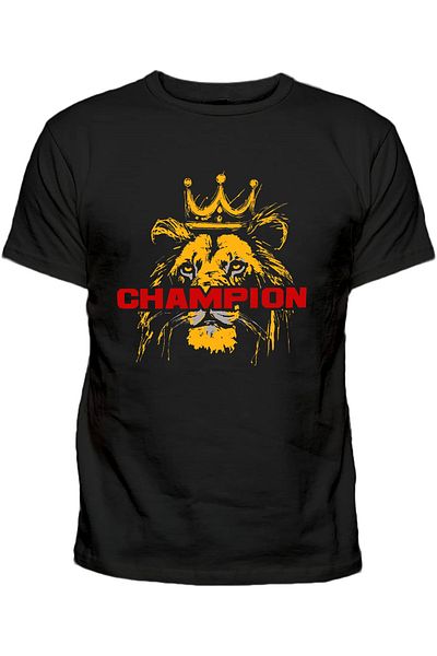 Efendioğlu Design Champion 5 Star 2025 Year Lion Printed Cotton T-Shirt