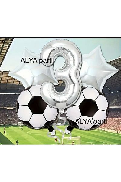 ALYA Σετ γενεθλίων PARTY Ασημένιο αλουμινόχαρτο με μπαλόνι ποδοσφαίρου