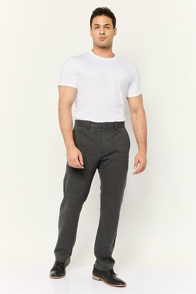 Esprit Men Slim Fit Textured Straight Leg Pants, Charcoal