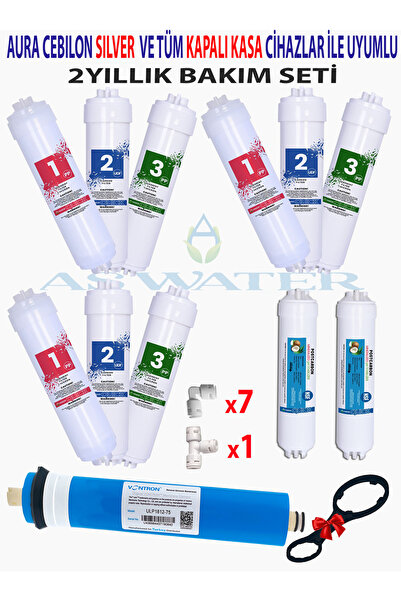 As Water Aura Silver Kapalı Kasa 2 Yıllık Filtre Bakım Seti VONTRON Membranlı