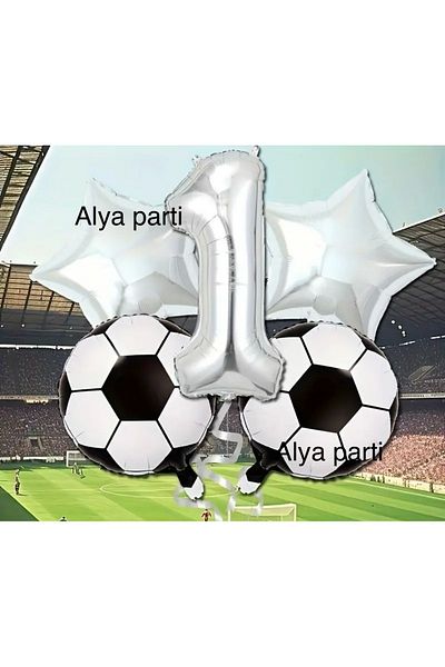 ALYA Σετ γενεθλίων PARTY Ασημένιο αλουμινόχαρτο με μπαλόνι ποδοσφαίρου