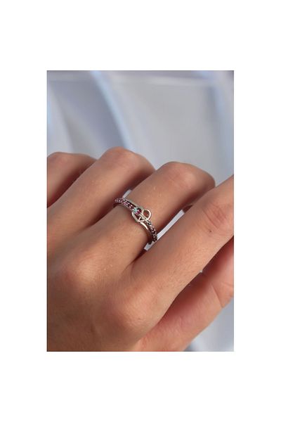 Skygo Brass Silver Color Colorful Zircon Stone Adjustable Ring - Tj-Byk3270