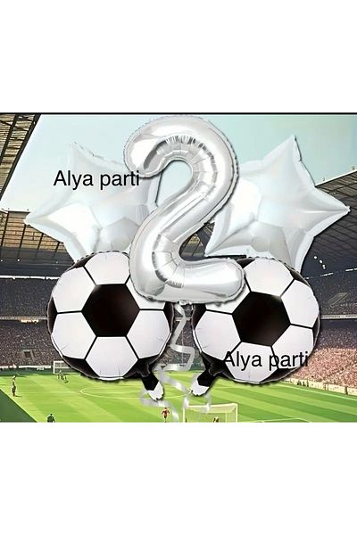 ALYA Σετ γενεθλίων PARTY Ασημένιο αλουμινόχαρτο με μπαλόνι ποδοσφαίρου