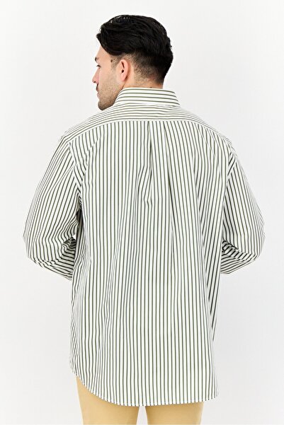 Esprit Men Regular Fit Yarn Dye Long Sleeve Casual Shirt, Olive