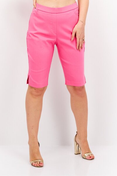 Alfred Dunner شورت برمودا سادة بخصر مرتفع للنساء، وردي غامق