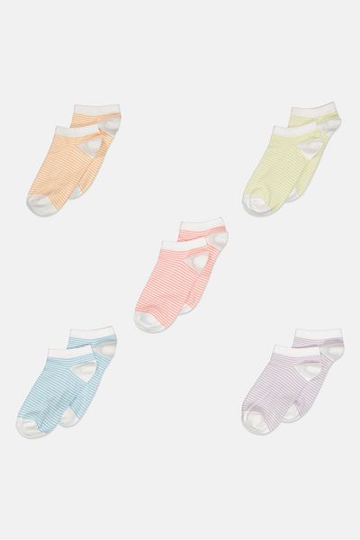 RBX Women 5 Pair Non Terry Ankle Socks, Multicolor