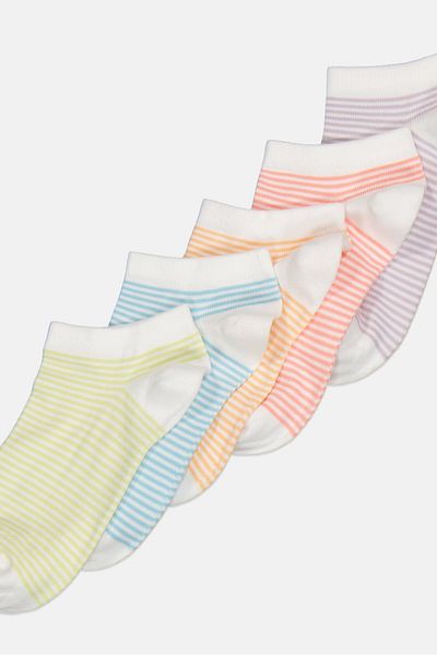 RBX Women 5 Pair Non Terry Ankle Socks, Multicolor