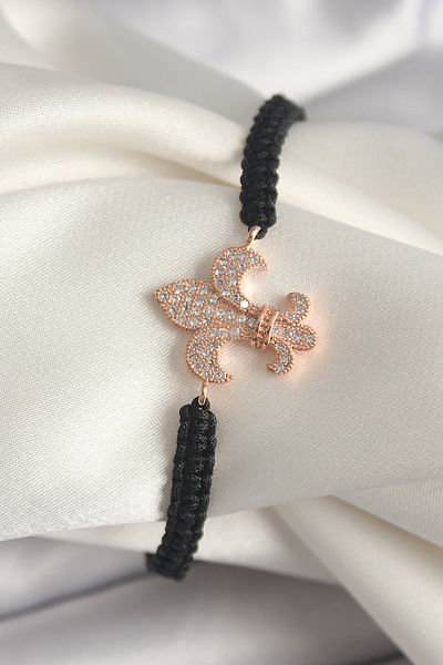 Skygo Brass Rose Color Zircon Stone Lily Model Elevator Macrame Model Women's Bracelet - Tj-Bb6802