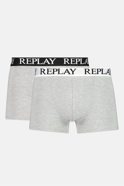 Replay Men 2 Pack Brand Logo Trunk, Grey