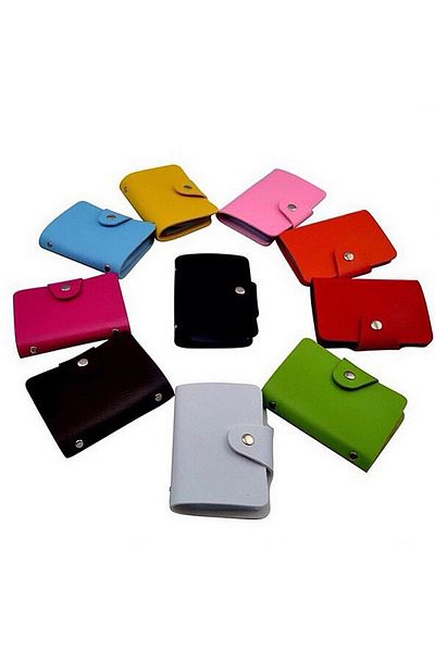 Other Two pieces of card wallet with 24 transparent pockets of Leather