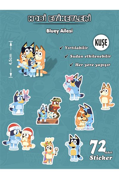 bluey Family Coated Paper Label Hobby Set 72 Pieces
