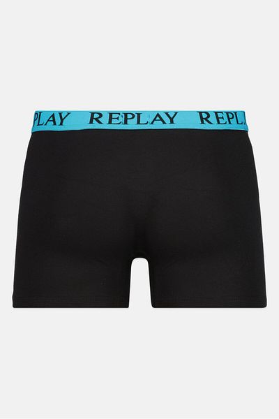 Replay Men 2 Pack Brand Logo Trunks, Blue/black