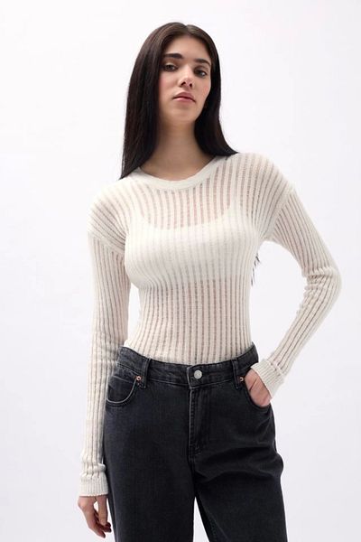 MODA Ribbed Transparent Blouse