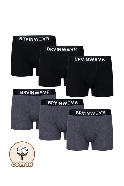 BRAINWEAR Ανδρικά μποξεράκια Lycra Cotton 6 Pack