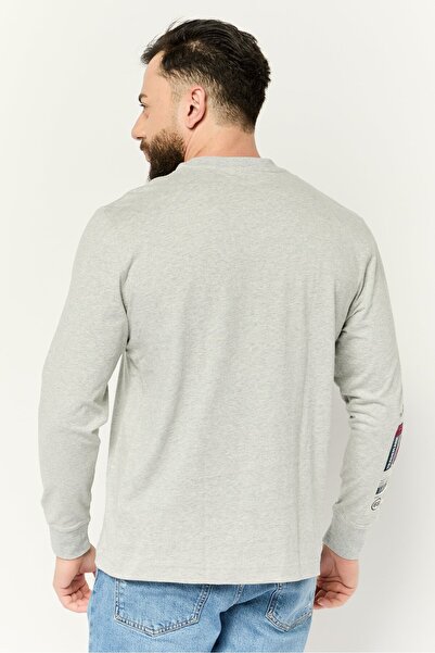 Esprit Men Round Neck Long Sleeves Graphic Print T-Shirts, Grey
