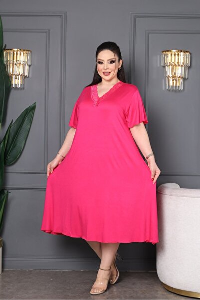 şuranur Λεπτομέρεια δαντέλας με λαιμόκοψη από μπαμπού Φόρεμα μεγάλου μεγέθους 6XL