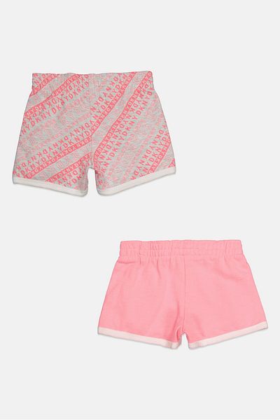 Dkny Toddlers Girl 2 Pieces Brand Logo Basic Shorts, Pink/grey