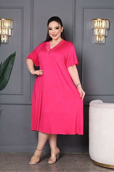 şuranur Λεπτομέρεια δαντέλας με λαιμόκοψη από μπαμπού Φόρεμα μεγάλου μεγέθους 6XL