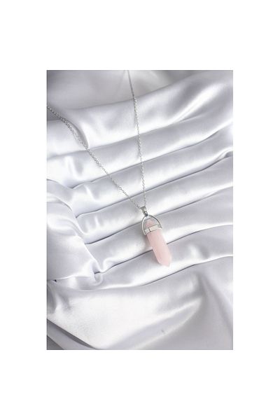 Skygo 316L Steel Silver Color Pink Stone Women's Necklace - TJ-BKO8244