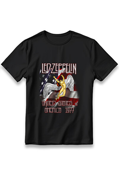 EZG Business Tricou LED ZEPPELIN Rock Unisex 100% bumbac, confortabil, cu imp...