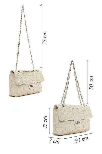 Derimod Women's Cream Braided Chain Strap Shoulder Bag 24Wbd 246829