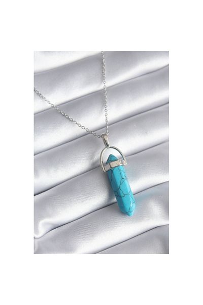 Skygo 316L Steel Silver Color Blue Stone Model Women's Necklace - TJ-BKO8243