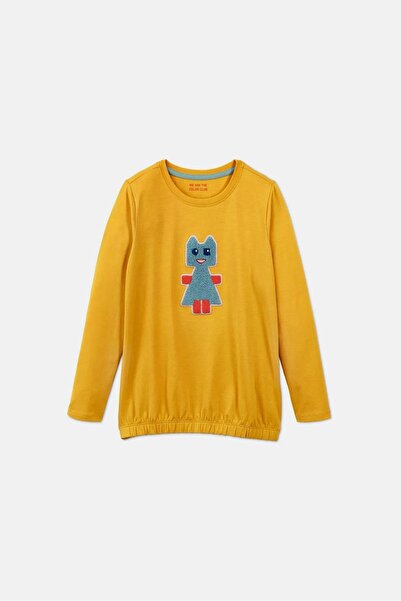 Tchibo Toddler Girls Textured Long Sleeve Top, Yellow