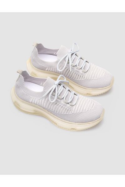Cabani Rubber Sole Gray Lace-Up Women's Sneakers