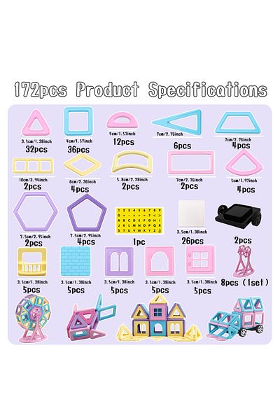 Choice 172pcs 172PCS Mini Size Magnetic Building Blocks STEM Construction Set Educational Magnet Toy for 3+