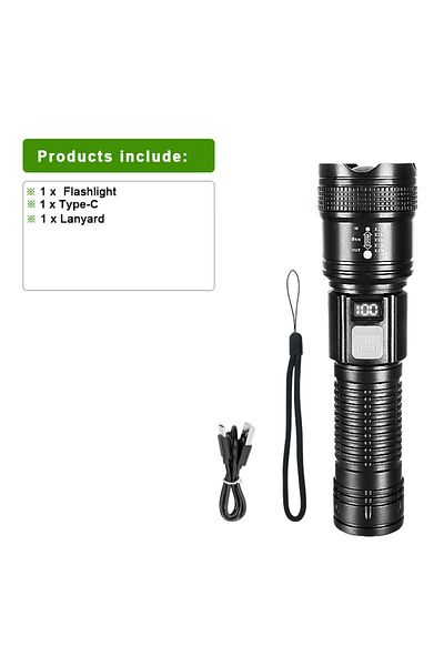 paweinuo ZOOM black built-in battery 2000000cd Ultra-High Power Flashlight Digital Electronic Display Waterpr