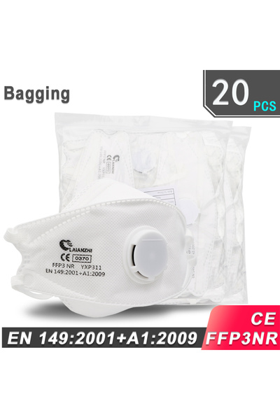 Choice تعبئة (20 قطعة) قناع وجه LAIANZHI FFP3 CE، أقنعة واقية بصمام هواء، أقن...
