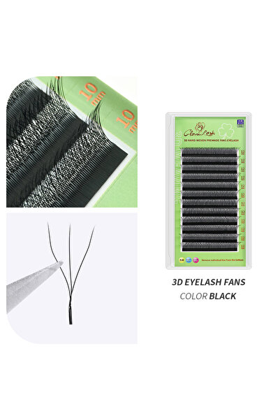 Choice4 13 مم 0.07 مم D 3D W أسود رموش صناعية ثلاثية الأبعاد على شكل حرف W من GLAMLASH 0.07 مم C/D/L/LU 3 أطراف C/D/L/LU Cu