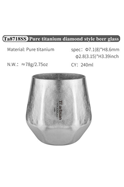 Choice كوب شاي سداسي الشكل من تيتانيوم كريستال تيارتيسان سعة 240 مل للتخييم ف...