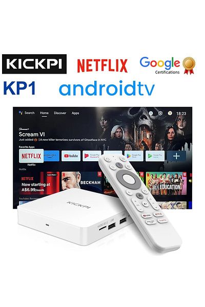 Choice مقبس الولايات المتحدة 2 جيجابايت 32 جيجابايت Kickpi Kp1 Google&netflix TV Box Android 12 Amlogic S905y4 2 جيجابايت 32 جيجابايت يدعم Av1 108