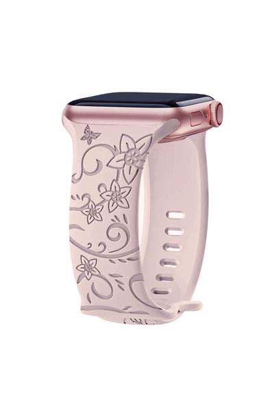 Choice سوار وردي منقوش من Morning glory لساعة Apple Watch مقاس 38 مم و40 مم و...