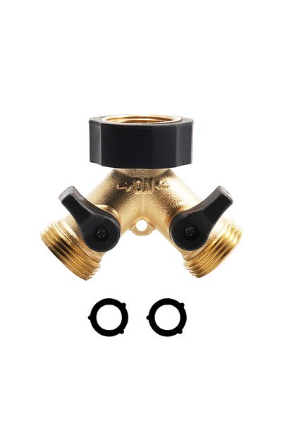 Choice 3/4'' Brass Connector Garden Brass Quick Connector Water Pipe 2 Way Y Valve 3/4" Thread Male Adapter