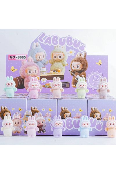 Choice 12 Pcs New Labubu Mystery Box Cartoon Flocking Hand-Made Blind Box High-Value Mini Cute Doll Desktop