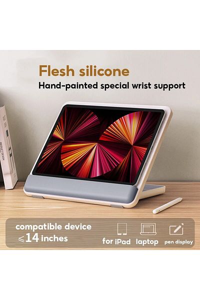 Choice حامل لوحة بيج خشبي لسطح المكتب اللوحي مطلي يدويًا بلوحة خاصة مقاس 12.9 بوصة لجهاز iPad Pro Dr