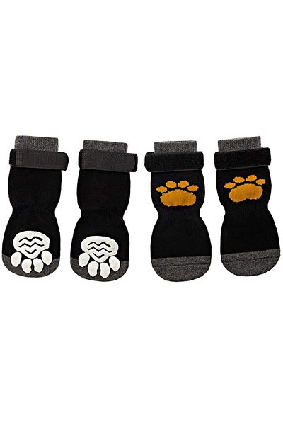 Choice M B Anti-Slip Dog Socks 4pcs Paw Protector Traction Control Adjustable Indoor Wear Knitted Pet Socks