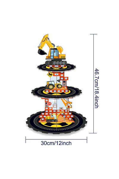 Choice DT100 Cartoon Truck Construction Birthday Party Cake Display Stand and Cupcake Wrappers Cake Toppers