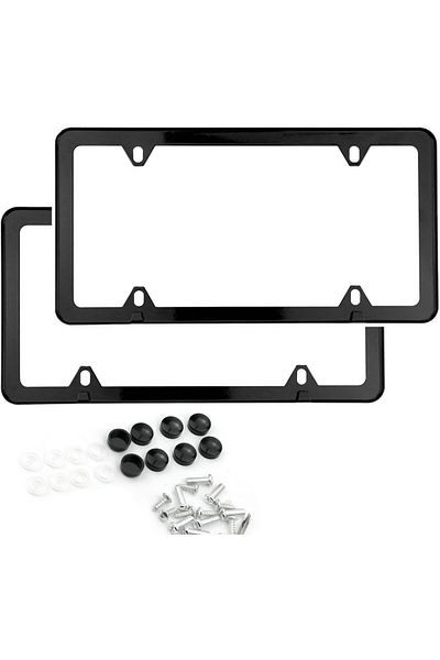 Choice Black Universal American License Plate Frame With Screws Washer Caps Number Plate Car Stainless Plat