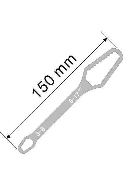 Choice Silver-150mm 3-17mm8-22mm Universal Torx Wrench Adjustable Multifunction Wrench Board Double-head Mu